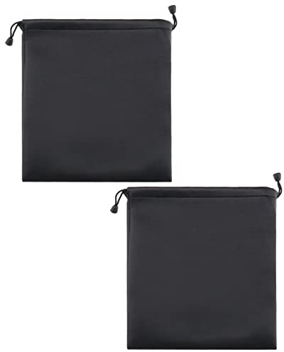 SG Store 2pcs Casque Sac de Rangement Casque Cordon Pochette en Cuir PU Écouteur Sac de Transport Étanche Léger Étui de Protection 22x20cm, Noir