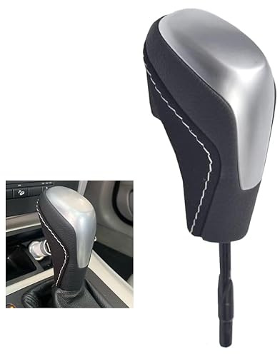Kakulkomen Automatik-Schaltknauf für B-M-W- E81 E82 E87 E90 E92 E93 Automatik-Schaltknauf Hebel Stick Head Getriebegriffe (Silber - kurze Stange)