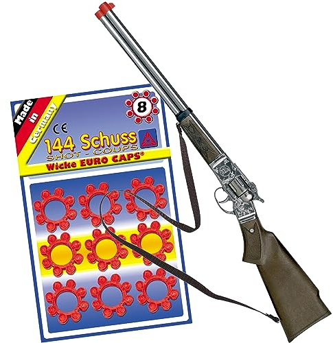 Hochwertige Pistole Revolver Gewehr inkl. 144 Schuss-Munition Polizei Cowboy für Kinder & Erwachsene Kostüm-Zubehör (Cowboy Gewehr)