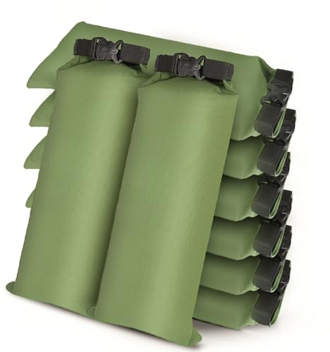 Flood Water Barrier Sand Bags - 8Pcs Thickened Long Canvas Flood Protection Sandbags with Insert Buckle Reusable Quick Flood Barrier for Home Door Window Basement Garage Floor Flood Control - 11x28
