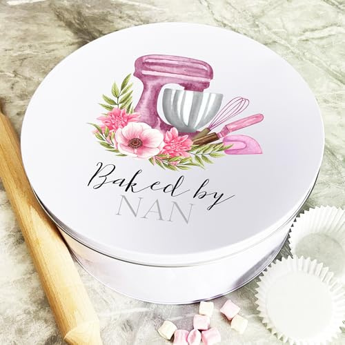 Fingerprint Designs Classic Personalized Round Personalised Tin | Cake, Biscuit & Treat Tins | 23cm x 23cm x 10cm | Airtight Lid | Custom Gift