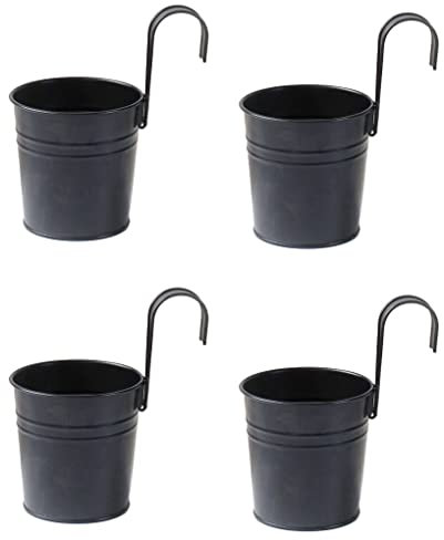 yuwqqoajv 4 x hängende Blumentöpfe aus Metall mit abnehmbarem Haken, Aufbewahrungseimer, Aufhänger, Pflanzkorb, Mini für Hof, Garten, Zuhause