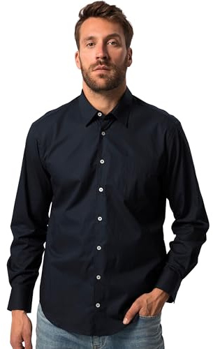 JP 1880 Menswear Big & Tall Plus Size L-8XL Shirt, Long Sleeve, Kent Collar, Modern fit, up to 8 XL, Tall Navy Blue XX-Large 823925130