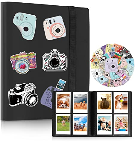 Mini-Fotoalbum 160 Taschen für 2 * 3 Zoll Foto kompatibel mit Fujifilm Instax Mini Film/Kpop Fotokarten (Schwarz)