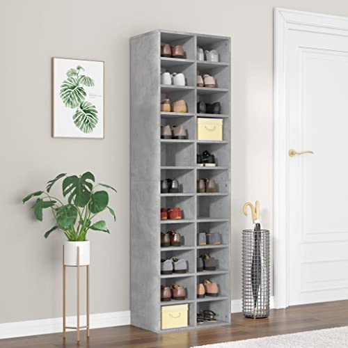 DYRJDJWIDHW schuhregal,schuhregal schmal,schuhschrank schmal,Schuhschrank Betongrau 54x34x183 cm HolzwerkstoffFür Türöffnungen, Korridore