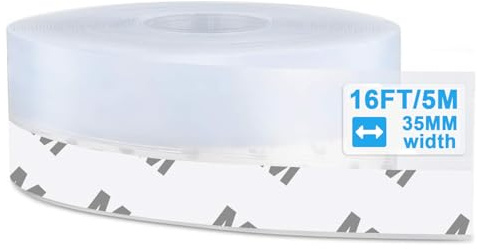 AIMIXUN Burlete Puerta Entrada, Tira de Sellado Autoadhesiva de Silicona Transparente, Cinta Calafateo para Insonorizado de Puertas y Ventanas para Puerta, Acústico, a Prueba de Viento (35MM X 5M)