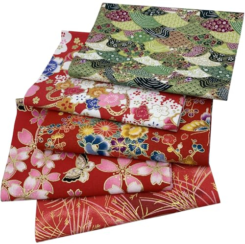 EDGEAM 5er 20x80cm Baumwollstoff Stoffe zum Nähen Baumwolle Patchwork Baumwollstoff Meterware Quiltingstoff Dekostoff Paket Stoffreste