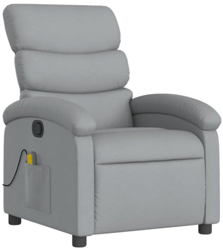 KOIECETA Massagesessel Sessel Verstellbare Rückenlehne Fernsehsessel Relaxsessel mit Vibrationsfunktion Liegesessel Polstersessel Ruhesessel (‎Hellgrau)