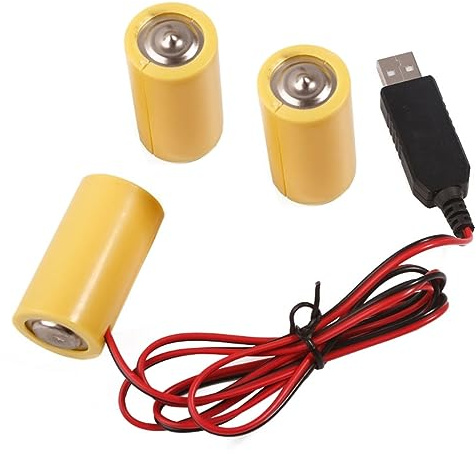 Oadnijuie 1 jeu de piles LR14 C - Fil USB 5 V 2 A - Remplace 3 piles V LR14 C