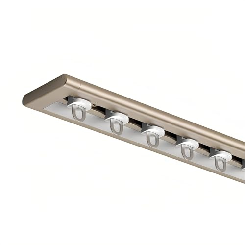 Ultra-Thin Curtain Track, Aluminium Ceiling Track For Curtains, Sliding Curtain Rail For Window Room Divider, Wall Divider Curtain, Rv Curtain Track(Champagne,200cm(2 * 100cm))