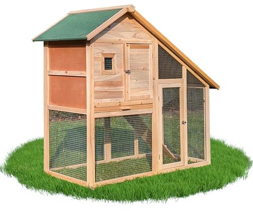 NYVI Kaninchenstall mit Auslauf 138x61x120 cm Natur - Winterfest & Wetterfest für Draußen - Kleintierstall mit Gehege - Einfache Montage, Langlebig, Stabil - Outdoor Hasenstall