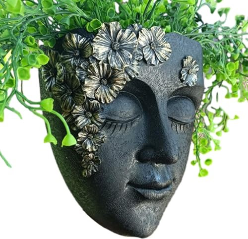Kopf-Wand-Pflanzgefäß - Sukkulenten-Kopf-Pflanzgefäß, Wandmontierter Kopf-Pflanzgefäß Aus Kunstharz | Niedliche Sukkulenten-Pflanzenvase,blumentopf, Gesichts-Pflanztopf, Heimdekoration Für Veraanda