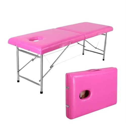 SXTYFBB Massagebett, faltbar, professionelle Kosmetikliege, Schönheitstisch, kostengünstig, tragbar, Wimpernpflege, Kosmetikliege, Klinik, zusammenklappbar (180 x 60 cm, Rosa)