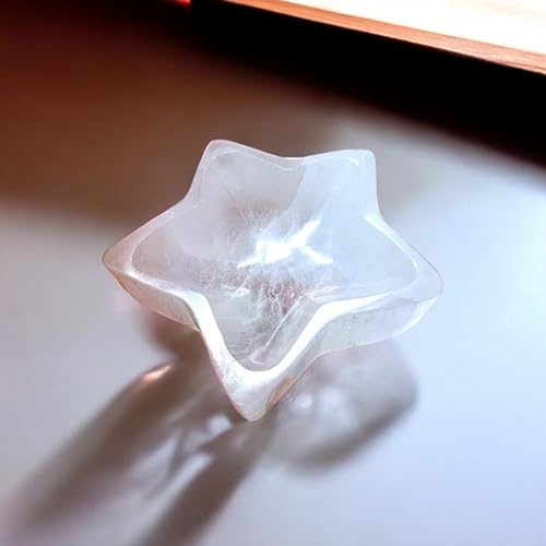 Pro Home Cuenco de cristal con estrella de selenita, 10 cm, meditación, curación, metafísica, espiritual, plato de energía, cristales de carga, piedras preciosas, decoración del hogar, regalo