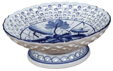 ABOOFAN Plato Cerámico Azul y Blanco Estilo Chino Para Frutas y Snacks Decoración Retro Para Hogar y Ofrendas Budistas Resistente Juntas Para Cocina y Salón