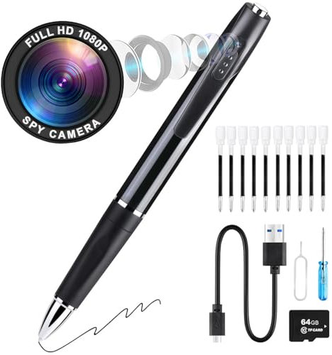 OctaCam Kugelschreiber Kamera: Full-HD-Kugelschreiber-Videokamera, Tonaufnahme, EIN-Tasten-Bedienung (Stiftkamera, Kamera Stift, Überwachungskamera Mini)