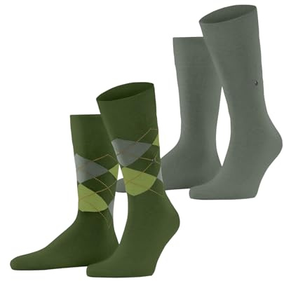 Burlington Everyday Mix Multipack M So coton fantaisie lot de 2 paires, Chaussettes Homme, Vert Fir Green 7656, 40-46