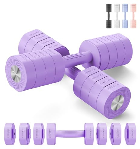 Merach Mancuernas 2 en 1,Pesas y Ajustables Antideslizantes,1-4KG Pesos Fitness Kit,Juego de Mancuernas, Ajustables para Musculación y Fitness Gimnasio en Casa,Regalo,Morado