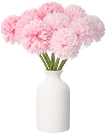 sourcing map 10pcs Artificial Chrysanthemum Ball Flowers Faux Chrysanthemum Flowers Bouquet Silk Fake Mum Flower for Home Garden Wedding Party Decoration, Light Pink/Dark Pink
