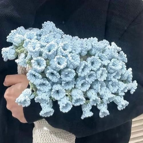Flower Bouquet Blanket, Crochet Bouquet of Flowers, Rosenstrauß-Decke, DIY Rose Gestrickt Sofadecke Handgefertigtes Materialpaket, Romantische Blumenstrauß-Decke Geschenk für Mutter, Ehefrau (Blau)