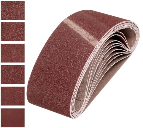 sourcing map 76mm x 457mm Sanding Belts, 18 Pcs 60/80/120/150/240/400 Grits Aluminum Oxide Belt Sander Abrasive File Belt for Woodworking, Metal Polishing, Knife Sharpener