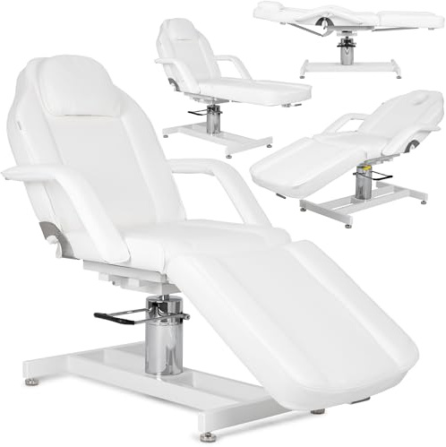 HABYS Theo Bianco Kosmetikliege Massageliege Behandlungsliege | Hydraulisch & pneumatisch verstellbar | 360° drehbar | 184 x 63 cm