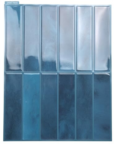 Putentfun Klebefliesen Küche, 10 Stück, 3D Fliesenaufkleber Fliesen Selbstklebend Metro Wandfliesen Küchenfliesen Selbstklebend Küchenrückwand Bad, 29 × 23 cm,Blau