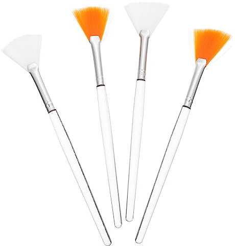 Mikikit Lot de 4 Pinceaux pour Masque Facial en Nylon Souple, Applicateur Flexible pour Boue et Soin du Visage à Domicile, pour Masques et Soins Esthétiques