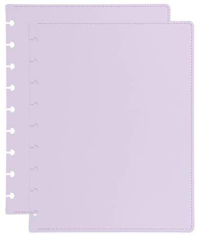 PATIKIL 1 Juego De Cubierta De Cuaderno De Disco De Cuero 7.6 x 9.57 Tamaño Mediano Cubierta De Planificador De Disco Para Producto De Oficina De Cuaderno De Disco Color Lila Claro
