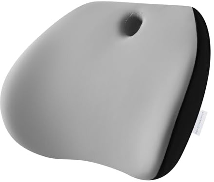 Road Comforts Memory Foam Lumbar Support Pillow – Ergonomic Back Cushion for Office, Car, Home & Travel – Lower Back Pain Relief, Removable Washable Cover (Gray)