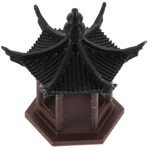 FIXOSHEE Miniature Ancient Style Pavilion Ornament for Home Decor Detailed Printed Garden Pavilion Statue Elegant Traditional Architecture Model for Living and Office Landscaping
