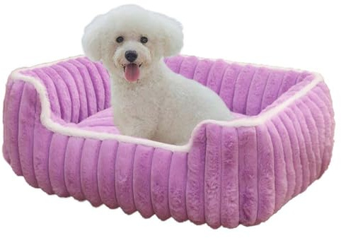 Grand lit orthopédique lavable pour chien, chat, chaton et chiot avec fond antidérapant (violet, 80 x 65 x 15 cm)