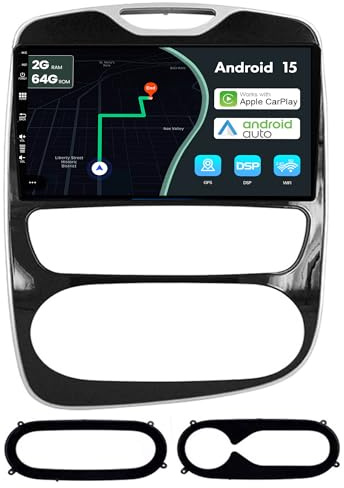 MSD 10.1 Pouce 2G+64G Autoradio pour Renault Clio 4 (2016-2019) | Wireless Carplay Android Auto | Android 15 GPS Navigation Radio | Volant WiFi DSP Dab Bluetooth5.0 | Caméra arrière | 2 Din