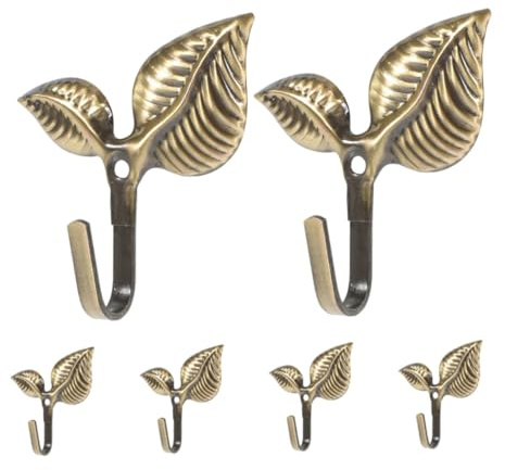 TOYZFRIENDY 6 Stück Vintage Metall Wandhaken Blattform Eisen Garderobenhaken Retro für Handtücher Mäntel Schlüssel Robuste Küchen und Badezimmer Wandaufhängung