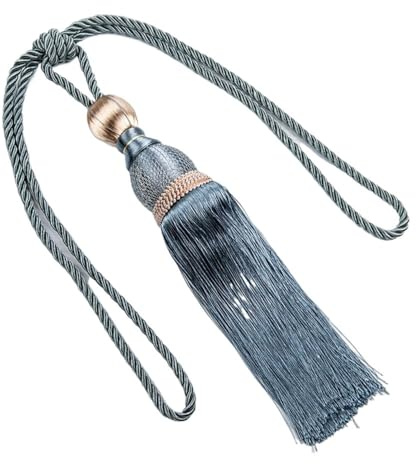 NDLHXKFRP Fermacurtaini, Fermacravatta con Nappe for Tende, Multicolore, Senza Installazione, in Filato di Poliestere, Filo Dorato, Sfera sospesa(Light Blue)