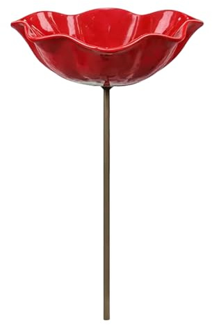 Handmade Metal Flower Garden Stakes Bird Bath Weather Resistant Feeding Bowl Metal Stake Bee Butterfly Macaws Parakeet Lovebird Conures 2026 New Bee Watering Station Bee Bath Garden Meta l Bee Water