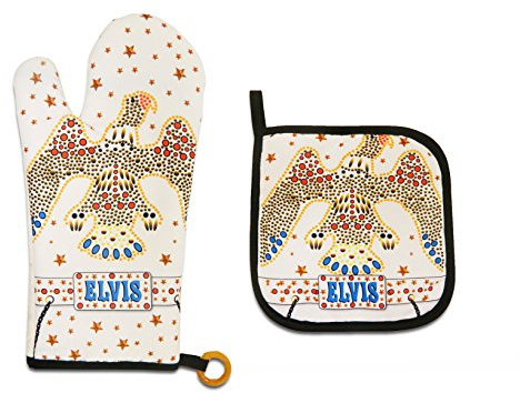 Midsouth Products Elvis Presley ugn mitt & grytlapp set vit overall