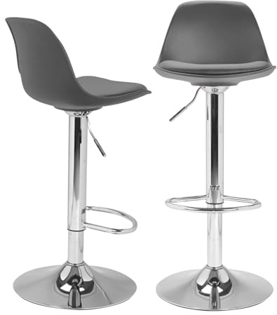 IDMarket - Set di 2 sgabelli da bar design grigio KARL