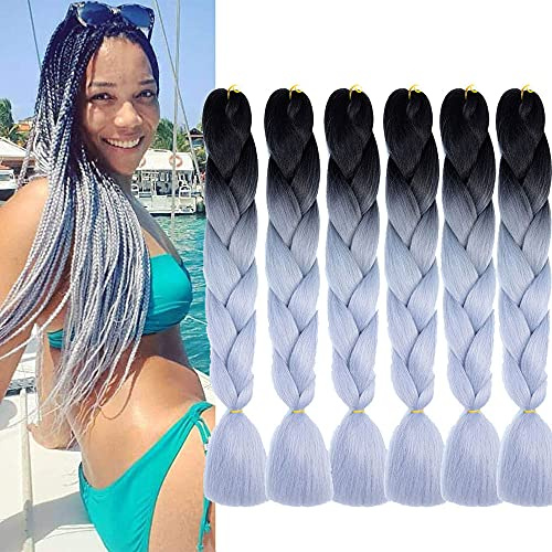 braids extensions grau 6packs braid kunsthaar haare flechten