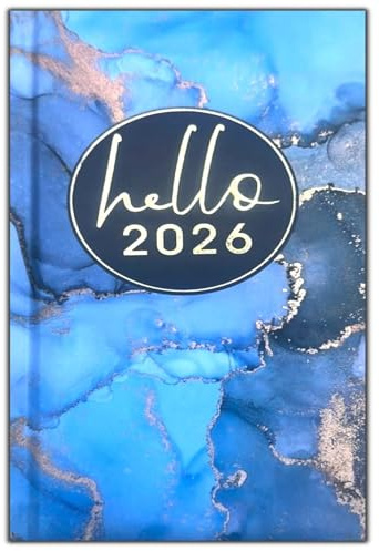 PaulStore 2026 Pocket Week to View Marble with Foil & Rose Gold Pocket Diary and Glossy Design (Marble)