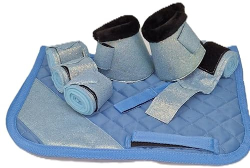 Tysons Breeches Glitzer Set Sunny Schabracke Hufglocken Bandagen Minishetty Shetty Mini (Shetty, Hellblau)
