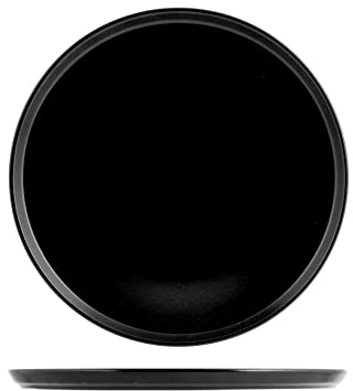 H&H 6637833 Pizzateller, Stoneware, Schwarz, 33 cm