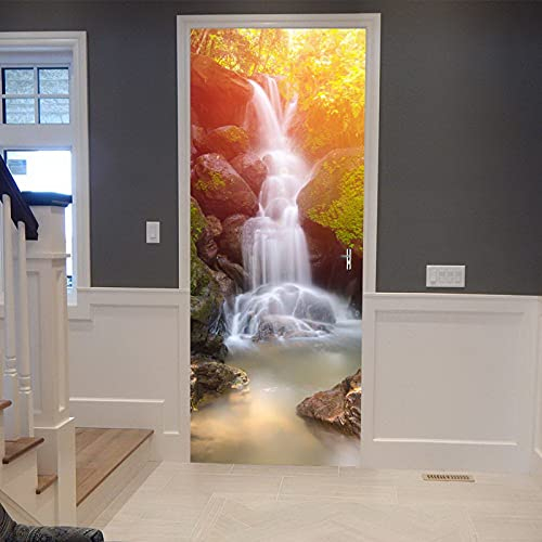 A.Monamour Türtapete Selbstklebend Türfolie Türposter 3D Tiefer Wald Wasserfall Bei Sonnenuntergang In Nakornnayok Thailand Vinyl Folie Türdeko Tapete Wandbild Türaufkleber Türtattoo 77 x 200 cm
