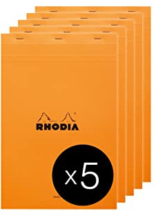 Rhodia 19600C 5 Notizblöcke N.19 A4+ 80 Blatt liniert mit Rand Orange