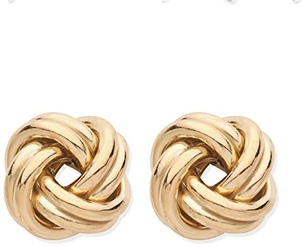 Old English Jewellers Orecchini a perno in oro giallo 9 ct con nodo celtico su argento sterling. Orecchini da donna in argento sterling con sovrapposizione in oro. Orecchini a nodo per donne.