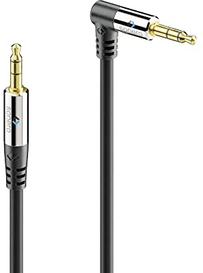 sonero Audiokabel 3,5mm Klinke Stereo AUX Audio Kabel vergoldet 90° 5m | AUX, vergoldete Kontakte, 90° Metallstecker und 3-fache Schirmung für HiFi, Smartphone, Tablet, Autoradio und MP3-Player