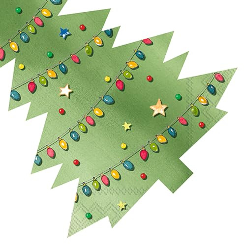 IHR Ideal Home Range - Papierservietten TREE LIGHTS green 12 St. Lunch-Servietten 33 cm x 33 cm