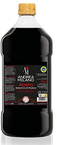 Andrea Milano, Balsamessig aus Modena, Rotes Blatt, lange in edlen Holzfässern gereift, ideal für Marinaden und Saucen, Hergestellt in Italien, PET 2 L.
