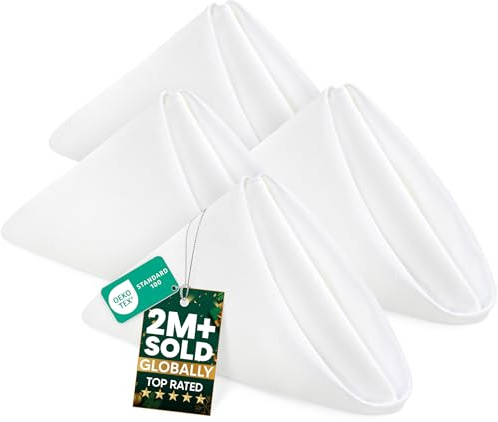 Utopia Home Stoffservietten, 50,8 x 50,8 cm, 100% Polyester, mit gesäumten Kanten, waschbare Servietten, ideal für Partys, Hochzeiten und Abendessen, Weiß, 24 Stück