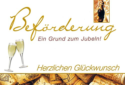 bsb Karte zur Beförderung - Abschiedskarte Kollegen in 11,5 x 17,0 cm - Karte Abschied Kollegin mit Sektglas-Motiv - Glückwunschkarte zur Beförderung mit Umschlag - Karte Jobwechsel